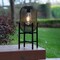 Set of 2 Black Metal Mesh Solar Powered Edison Bulb Outdoor Lantern with Stand